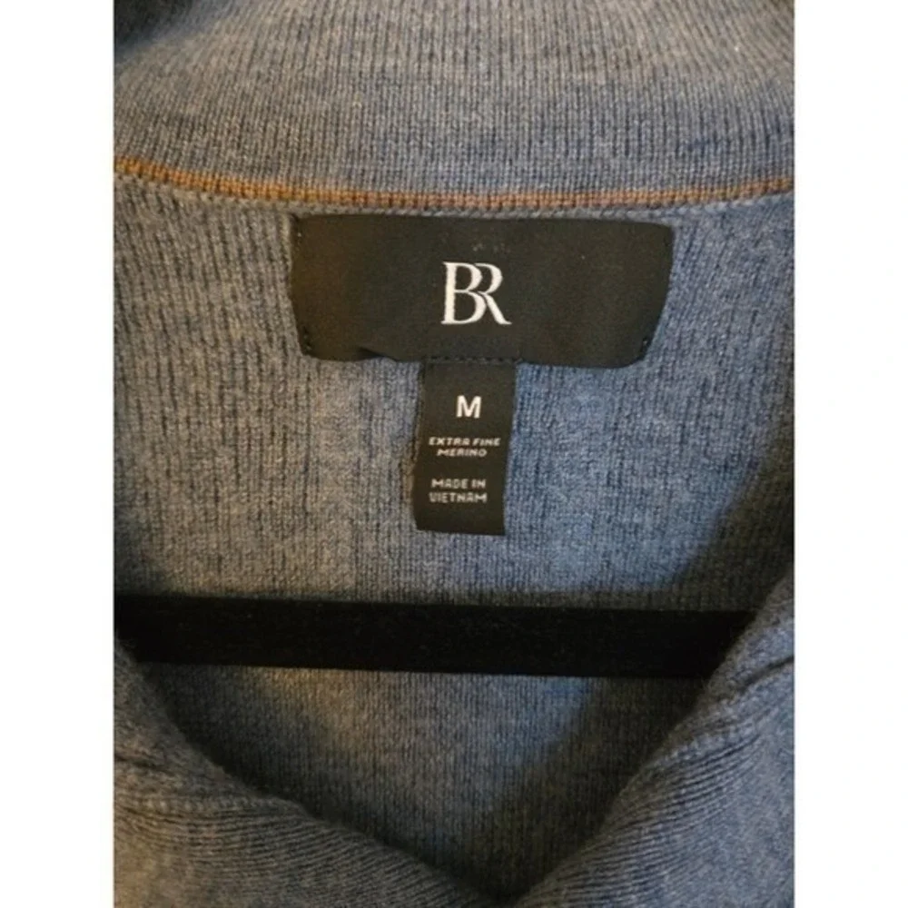 BR Ribbed Knit Polo Top Blue Short Sleeve Minimalist Quiet Luxury‎ Size M